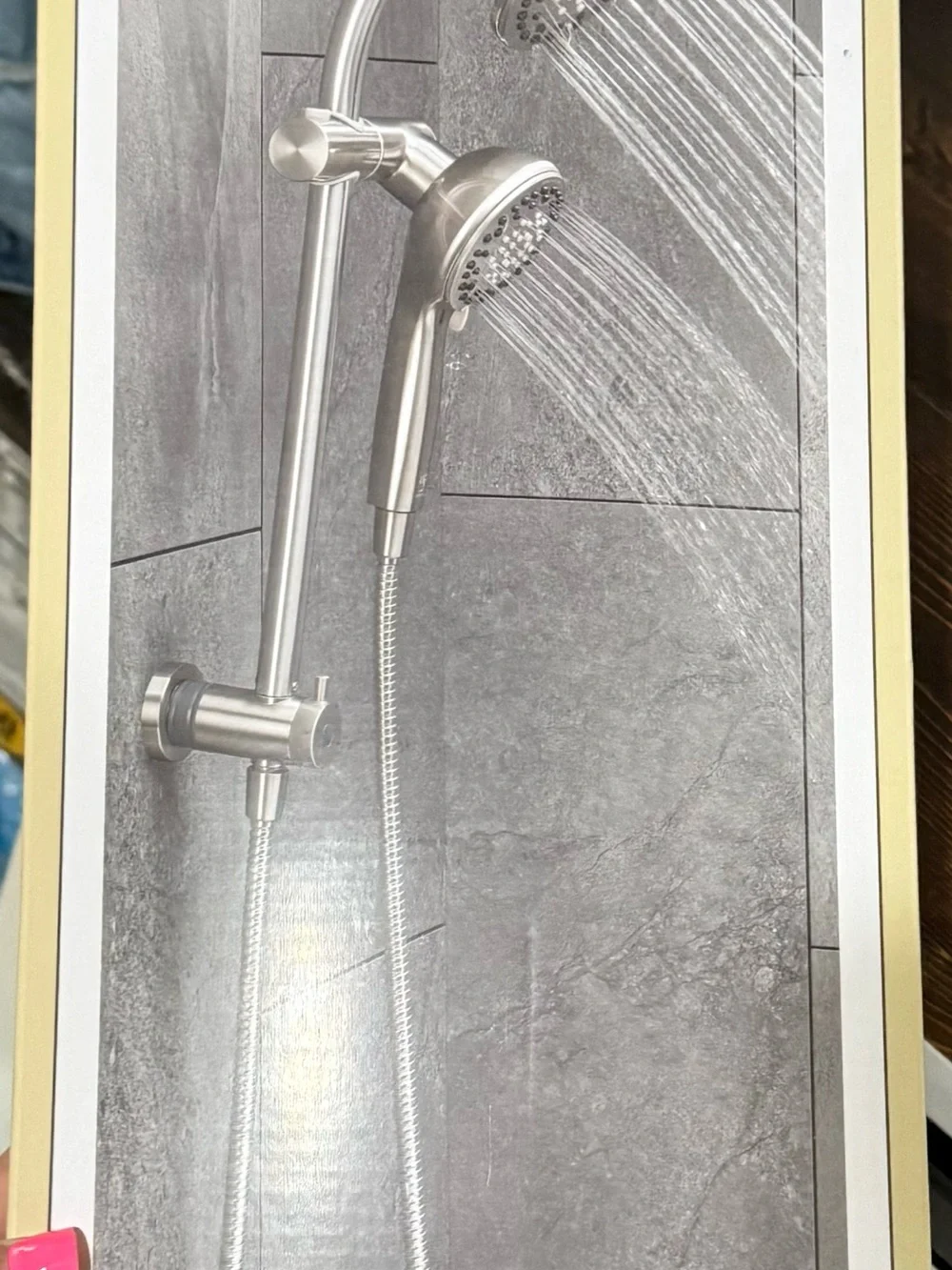 allen + roth Brushed Nickel Shower Slide Bar with Handheld Shower - Silver